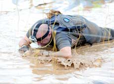 Military training in crawling through water